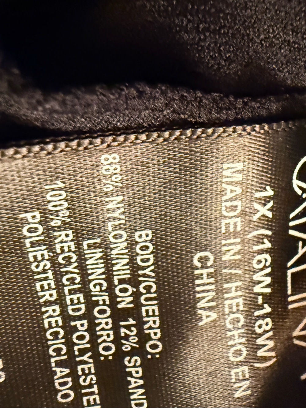 Catalina Black Ruched Tankini Top Size 1x - Picture 4 of 4